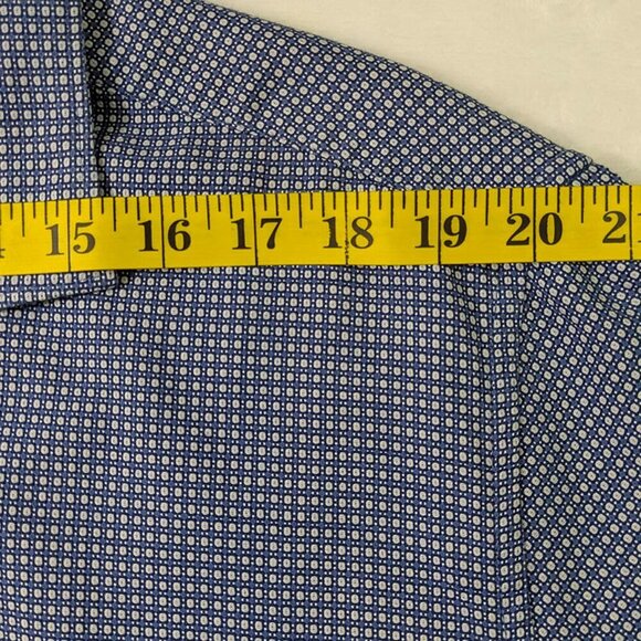 Saks Fifth Avenue Button Up Shirt Mens XXL Blue Micro Dot Short Sleeve Resort - Picture 6 of 12
